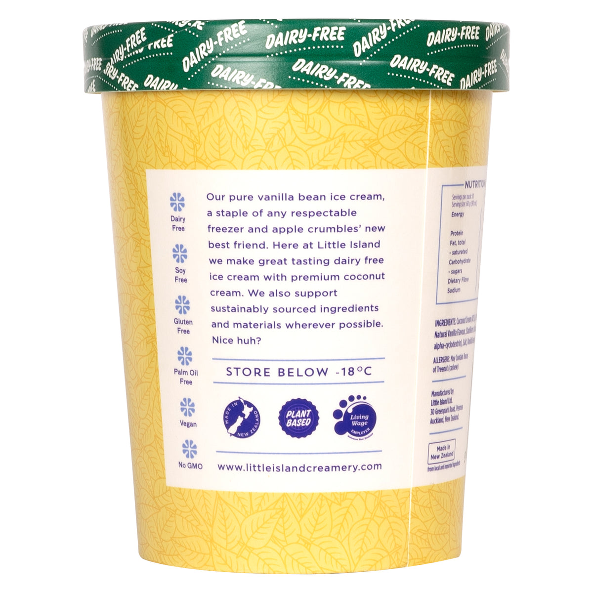 Little Island Organic Plant Based Vanilla Bean 900ML Ice Cream